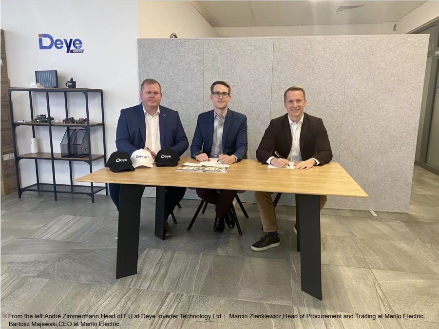 Der Wechselrichter von Deye hat eine Geschäftskooperationsvereinbarung mit Menlo Electric unterzeichnet