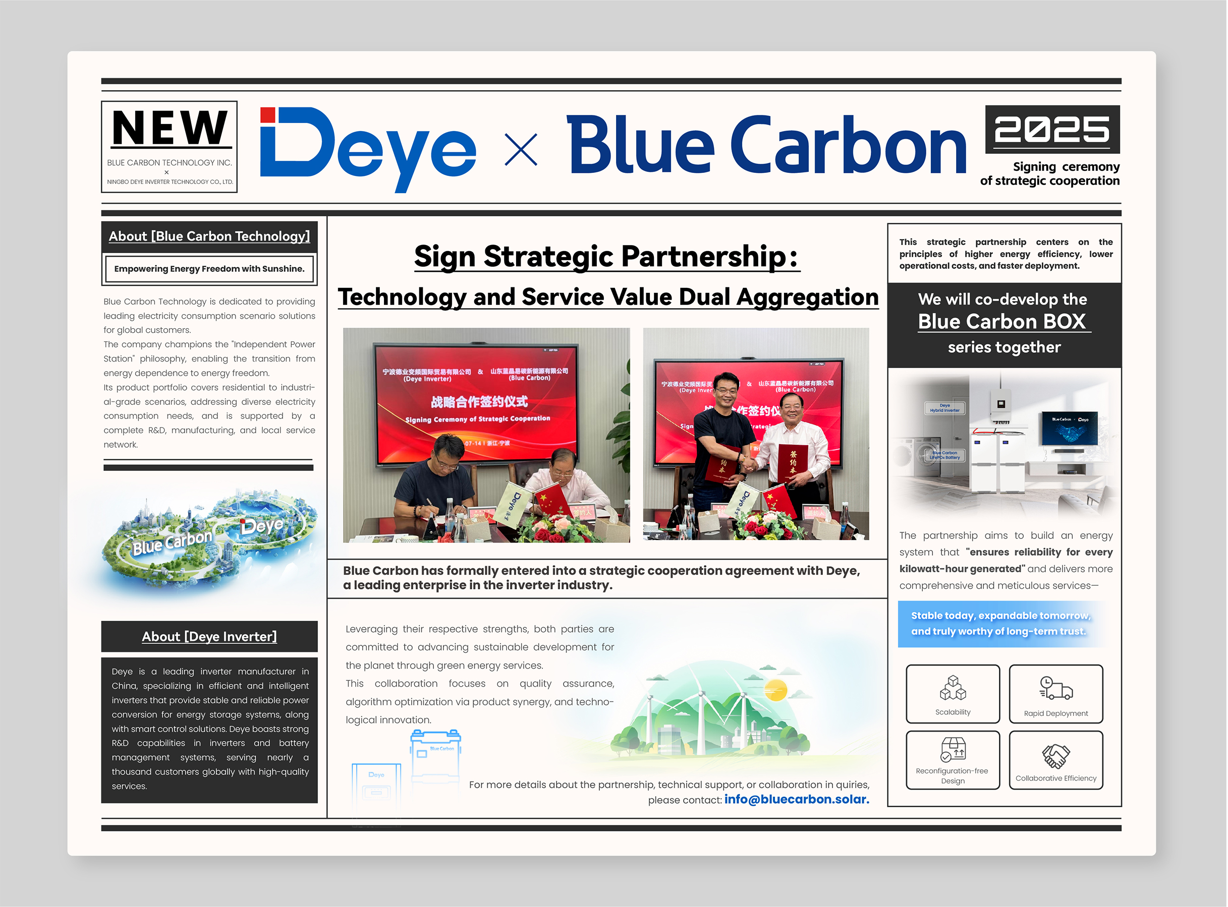 Deye und Blue Carbon Sign Strategic Partnership zur gemeinsamen Entwicklung der „Blue Carbon Box-Serie“